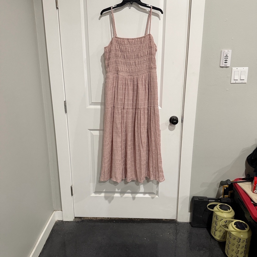 Ava & Viv Dusty Rose Smocked Midi Dress